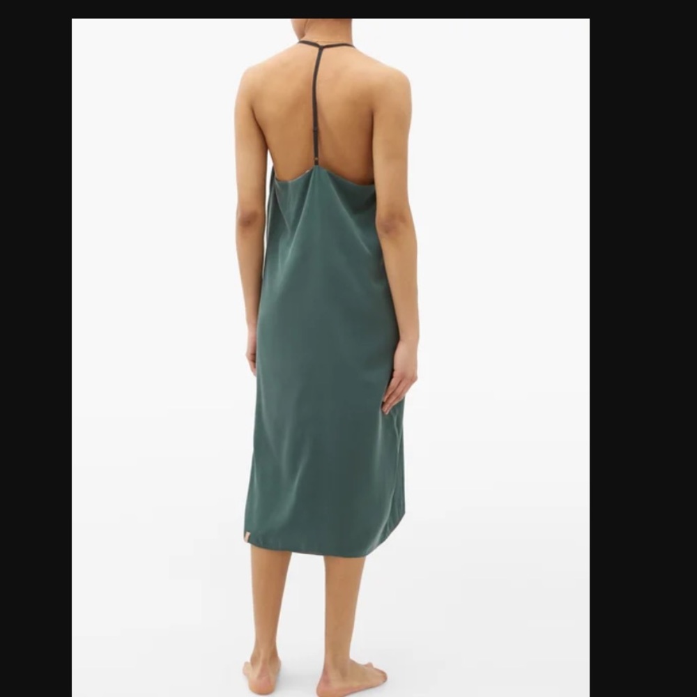 Lunya green silk slip dress
